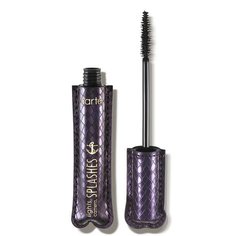 Tarte Cosmetics Lights, Camera, Splashes™ Waterproof Mascara gives you bold, rich color and long-lasting resistance to all forms of moisture. Beeswax softens and nourishes your lashes while creating a natural moisture barrier to keep your lashes curled and extended. Botanically derived carnauba wax helps to lift and separate each strand for added volume. Black is a rich black shade. | Tarte Lights Camera Splashes Waterproof Mascara - Black, 0.24 fl. oz. | Dermstore Tarte Maneater Mascara, Best Waterproof Mascara, Tarte Lights Camera Lashes, Vegan Mascara, Tubing Mascara, Mascara Tips, Black Pigment, Tarte Cosmetics, Eye Mascara