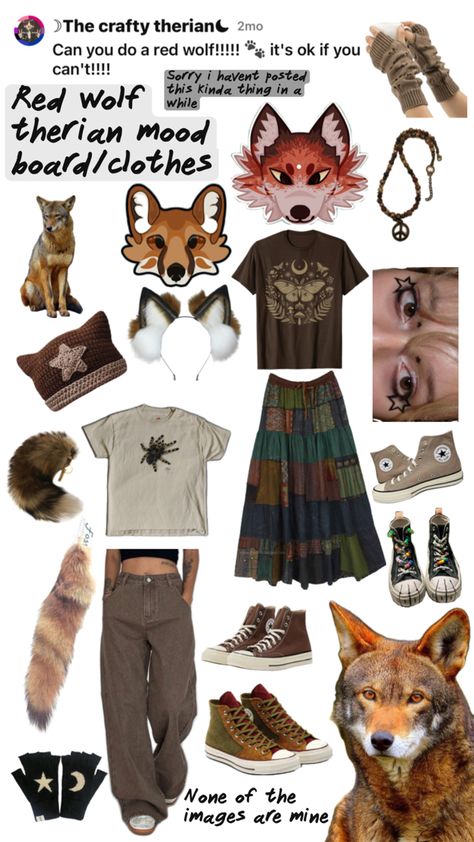 🌾🐾🪶⭐️love therians🐾🌱🍃🦌 Mood Board Clothes, Wolf Therian, Anime Cake, Red Wolf, School Fits, Christmas Wishlist, Cute Fashion, Mood Board, My Style