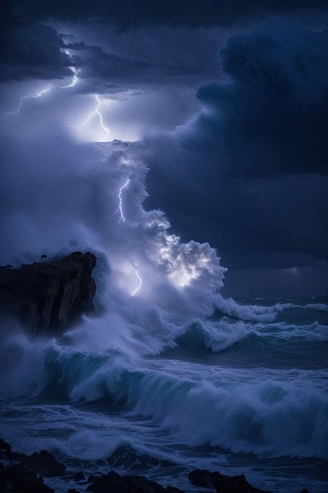 Ocean Storm Lightning Powers, Ocean Waves Photography, Photos Of Nature, Ocean Storm, Sea Storm, Dramatic Sky, Waves Photography, Storm Photography, Lightning Bolts