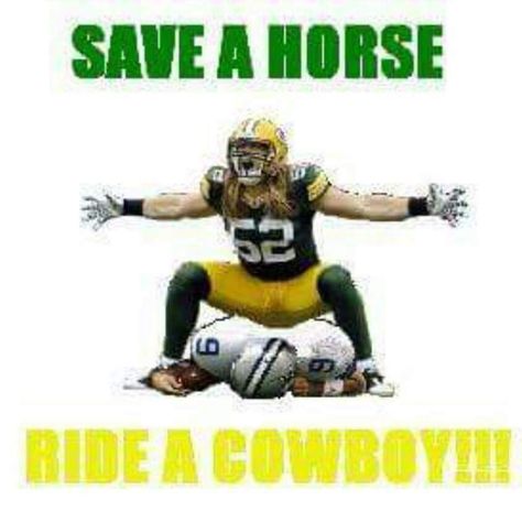 Lets go pack beat the Cowboys in the playoffs. Cowboys Meme, Packers Memes, Packers Funny, Green Bay Packers Players, Cowboys Memes, Fantasy Football Humor, Ride A Cowboy, Packers Baby, Go Packers