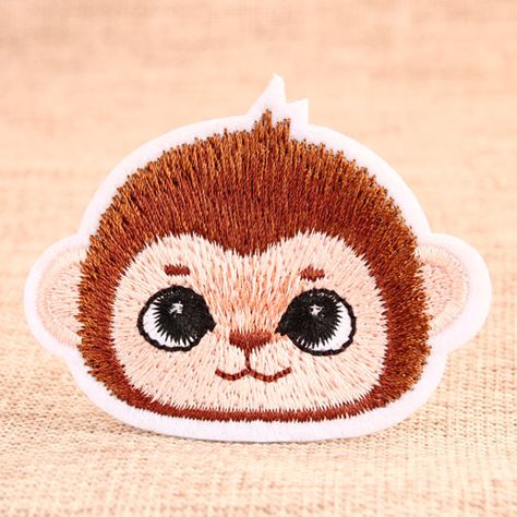 Monkey Embroidery, Embroidery Sketch, Animal Patches, Basic Embroidery, Cartoon Monkey, Custom Embroidered Patches, Custom Patches, Embroidery Ideas, Pop Up Cards