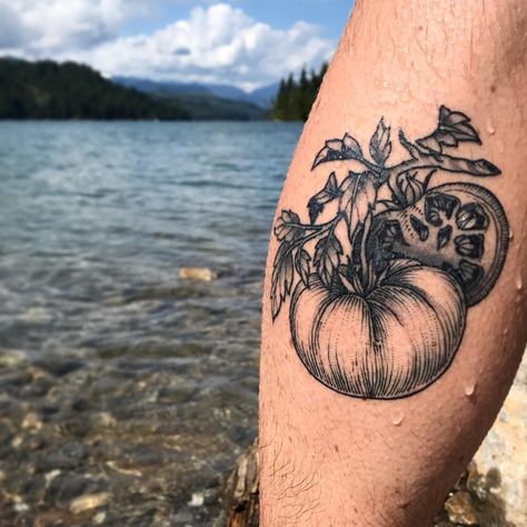 Heirloom Tomato Tattoo, Sourdough Tattoo, Tomato Vine Tattoo, Tomato Plant Tattoo, Tomato Tattoo, Sarah Tattoo, Amanda Marie, Tomato Vine, Tattoo Reference