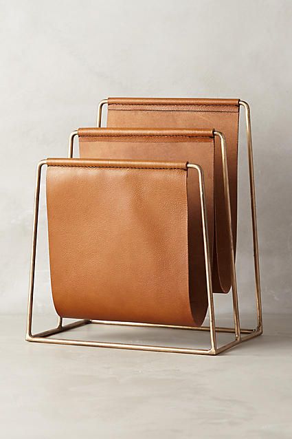 Saddle Ring Desk Collection Leather Magazine Rack, Saddle Ring, Estantes Flotantes, Magazine Holders, Design Industrial, Leather Furniture, Book Shelf, Office Organization, 인테리어 디자인