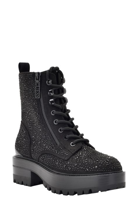 Shoes Boots Combat, Platform Combat Boots, Womens Combat Boots, Combat Boot, Guess Shoes, Shoes Booties, Black Booties, Black Ankle Boots, Boot Shoes Women