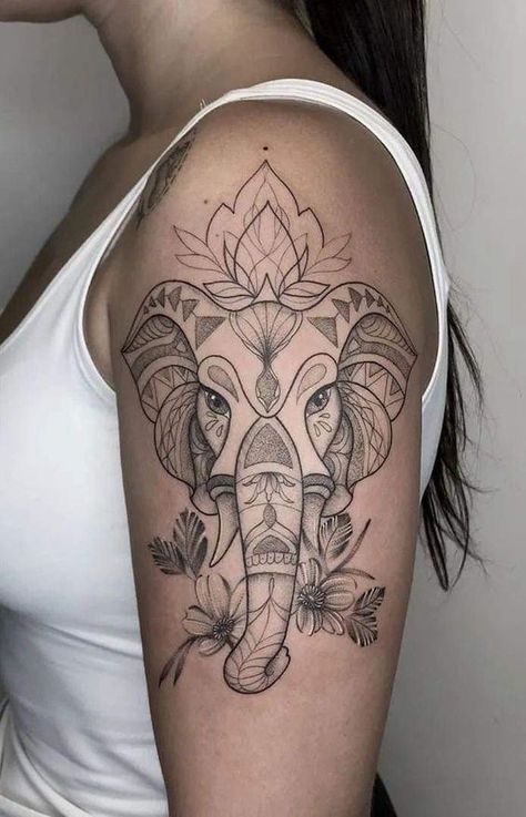 Tato Mandala, Mandala Elephant Tattoo, Tato Paha, Elephant Tattoo Design, Mandala Elephant, Skeleton Hand Tattoo, Muster Tattoos, Elephant Tattoo, Elephant Tattoos