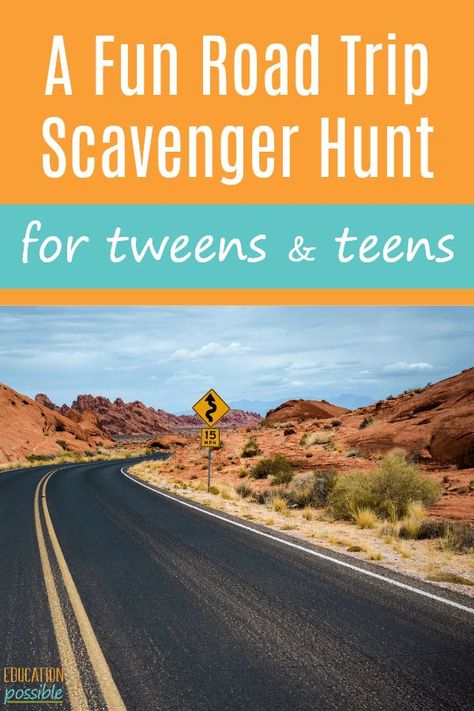 Add some fun to your next family road trip with this scavenger hunt designed specifically for tweens and teens. Sure you can watch movies or play on your phone, but it is possible to unplug during a family trip. Start your family vacation with this Road Trip Scavenger Hunt that is geared toward older kids. It includes 50 things to search for that will challenge your middle school student. Who knows what you'll discover. They'll love it! #scavengerhunt #teens #tweens #roadtrip #educationpossible Road Trip Scavenger Hunt, Family Vacation Ideas, Homeschool Field Trips, Homeschool Geography, Homeschool Board, Family Road Trip, Road Trip Games, Virtual Field Trips, School Printables