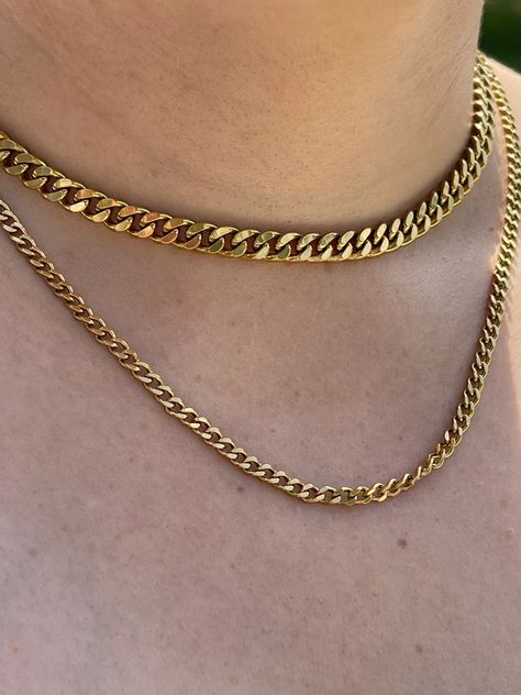 Cuban Style, Cuban Necklace, Gold Cuban Link Chain, Cuban Chain Necklace, Cuban Link Chain Necklaces, Gold Rings Stackable, Gold Necklace Set, Gold Bracelet Chain, Domed Ring