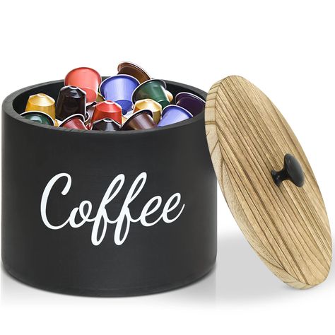 PRICES MAY VARY. 【LARGE CAPACITY COFFEE PODS HOLDER】Wooden coffee pods holder look great on the counter for storage and decoration. The small footprint doesn't take up valuable space, and the open top means you can easily choose your favorite coffee of the day, and it also saves you time by properly storing your coffee k cups. Let this durable coffee pods holder made of premium materials reflect your taste. 【SUPER SPACE SAVING】Our coffee filter holder storage is very suitable for creating a clea Coffee Filter Storage, Coffee Filters Storage, Pod Storage, Coffee Bar Accessories, Coffee Filter Holder, Coffee Pod Storage, Coffee Pod Holder, Accessories Organizer, Lid Storage