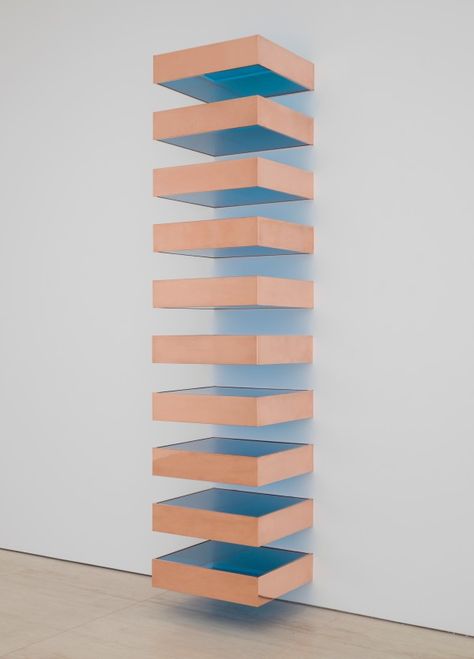 Untitled. 1987. Donald Judd. Sculpture. Copper and blue acrylic sheets Post Painterly Abstraction, Ideas Principales, Wall Drawings, Minimalist Artist, Emma Peel, Art Criticism, Acrylic Sculpture, Donald Judd, Minimalism Art