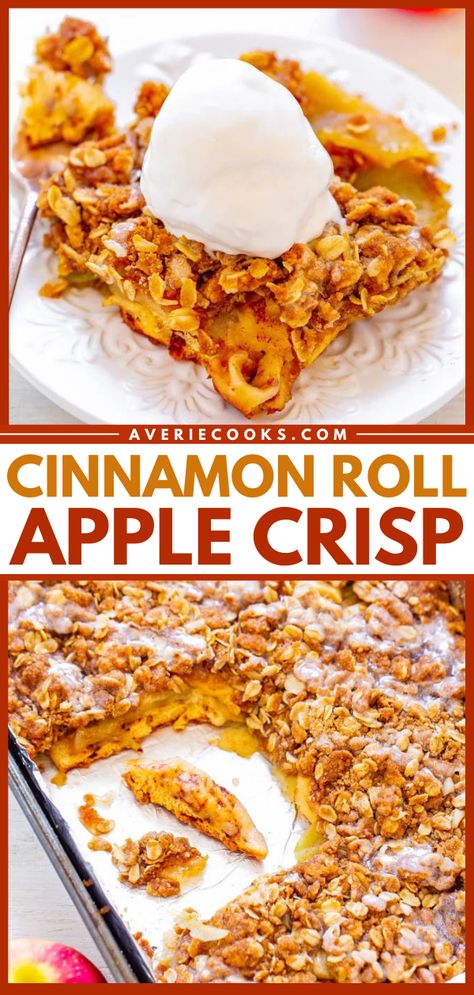 Cinnamon Roll Apple Bake, Crunchy Oatmeal, Apple Bake, Apple Crisp Dessert, Oatmeal Crumble, Baked Apple Recipes, Best Apple Crisp, Cinnamon Roll Casserole, Cinnamon Roll Bake