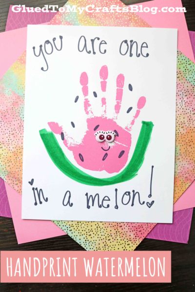 Watermelon Handprint Art, One In A Melon Craft, Watermelon Handprint, Letters Activity, Mothers Day Crafts Preschool, Summer Crafts For Toddlers, Summer Preschool Crafts, June Crafts, Watermelon Crafts