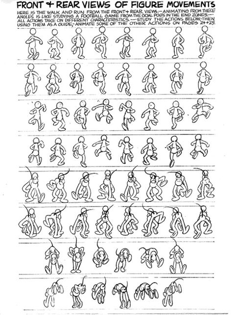 Front and Rear View Movements Front Walking Pose, Front Walk Cycle, Walk Animation, Animation Walk Cycle, Walking Animation, Principles Of Animation, Learn Animation, Flip Book Animation, Animation Storyboard