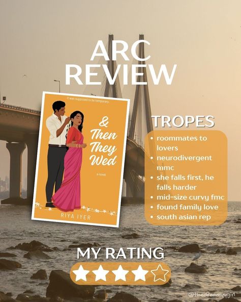 & Then They Wed by Riya Iyer ✨ My rating: 4/5 ⭐⭐⭐⭐ What makes me immediately like a South Asian story is when they manage to avoid the stereotypes and this book did exactly that. It was a sweet, spicy read. The book was set in Mumbai, which made me miss home a lot more, especially when Vada Pav was mentioned. 🥺❤️ Aditi was a bold woman, she had a crush on Rian, but she didn’t shy away, she asked him head-on, about wanting to do different things with him which left Rian flustered. When Adit... Desi Romance Books, Romcom Books, Opposites Attract, A Crush, Indie Author, Book Boyfriends, Contemporary Romances, Having A Crush, Fiction Books