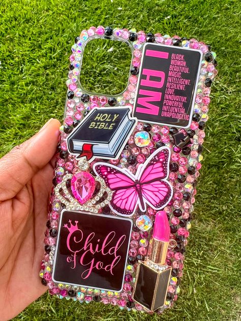 Get ready to slay with the "Girly Boss" iPhone 11 Phone Case! This stylish accessory is a must-have for all iPhone 11 owners. Stand out from the crowd and show off your unique style with this chic and durable phone case. Make a statement and embrace your inner boss with the Child of GOD iPhone bling case. All sales are final, so choose your model carefully! Customize Phone Case Ideas, Iphone Accessories Aesthetic, Junk Phone Case Ideas, Iphone 11cases, Junky Cases, Bling Phone Cases Diy, Nice Purses, Junk Case, Girly Boss