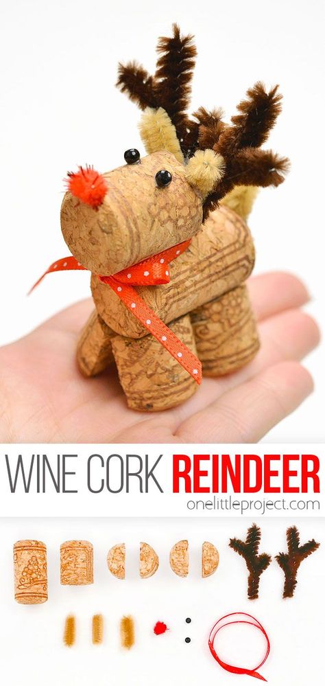 Wine Cork Reindeer, Cork Reindeer, Rudolph Crafts, Cork Crafts Diy, Reindeer Craft, Handmade Christmas Crafts, Christmas Arts And Crafts, Christmas Crafts To Make, Winter Crafts For Kids