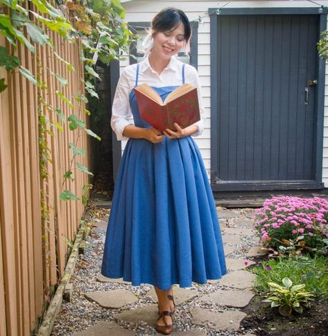 Belle Costume Blue Dress, Blue Dress Halloween Costume Ideas, Belle Inspired Outfits Casual, Blue Dress Costume Ideas, Blue Dress Halloween Costumes, Belle Costume Ideas, Book Character Halloween Costumes, Honeymoon France, Diy Disney Costume