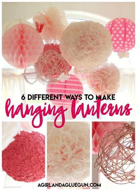 paper lanterns. - A girl and a glue gun #diy #paperlanterns Diy Paper Lantern Centerpieces, Paper Lantern Ceiling Decor, Decorating Paper Lanterns, How To Hang Paper Lanterns, Diy Paper Lanterns Hanging, How To Make Paper Lanterns, Lanterns Diy Paper, Diy Paper Lanterns Wedding, Paper Lanterns Diy Hanging