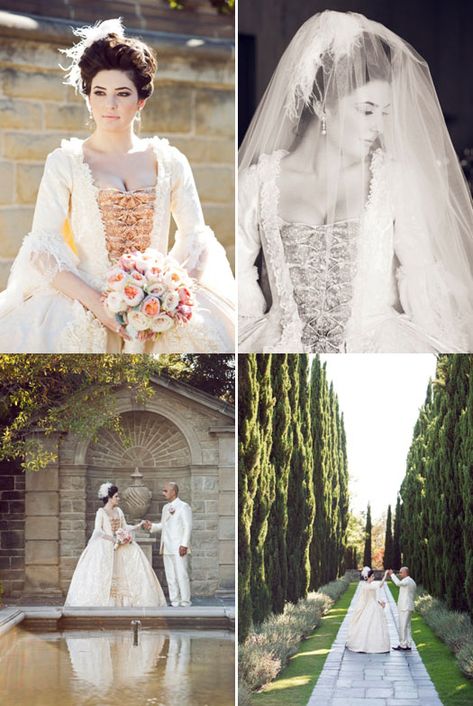 It all started with a handmade 18th century wedding gown designed by the bride herself. 18th Century Wedding Theme, 18th Century Wedding Dress, 18th Century Wedding, Eliza Schuyler, 18th Century Gown, Regal Wedding, Venice Wedding, 16th Century Fashion, Baroque Wedding