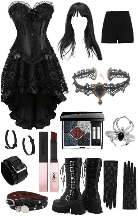 Halloween Goth Outfit, 2000s Goth Outfits, Gothic Girl Outfits, Romantic Gothic Outfits, Goth Romantic Outfit, Goth Outfit Board, Goth Simple Outfits, Goth Outfits Girl, Simple Goth Outfit Casual