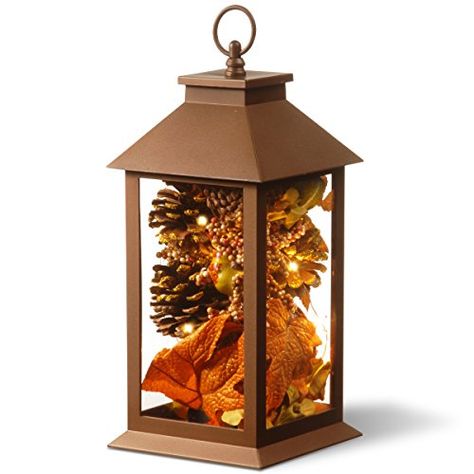 Decorate Lantern, Autumn Lantern, Lantern Decor, Novelty Lights, Fall Thanksgiving Decor, Autumn Decorating, Have Inspiration, Led Lantern, Glass Lantern