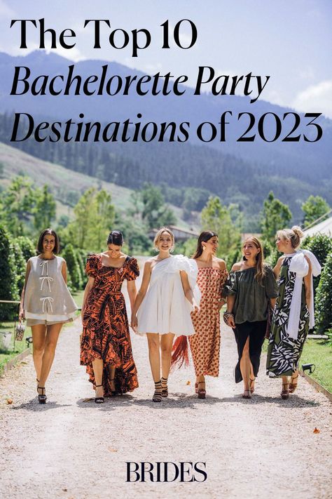 Planning a bachelorette party? Look no further! Here are the 10 best bachelorette party destinations of 2023 for you and your squad, according to Brides. // Photo: Inma Fuiza Large Bachelorette Party Ideas, Canada Bachelorette Party, April Bachelorette Party, Best Bachelorette Party Locations, Bachelorette Party Location Ideas, Bachelorette Ideas Weekend, Bachelorette Location Ideas, Bachelorette Trip Ideas, Bachelorette Party Places