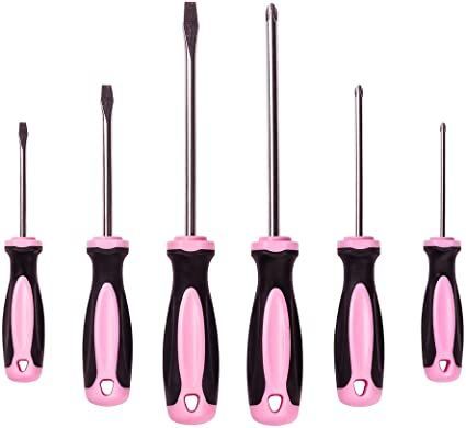 Pink Power Magnetic Screwdriver Set - 6 Piece Phillips and Flathead Hand Tool Set for Women Toolbox With Tools, Pink Tool Set, Pink Tools, Screw Drivers, Handy Woman, Hand Tool Set, Tools For Women, Phillips Screwdriver, Pink Power