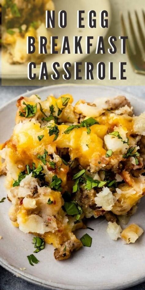 Hashbrown Breakfast Casserole Without Eggs, Breakfast Casserole With No Eggs, Brunch Recipes No Eggs, Brunch No Eggs, Sausage Hashbrown Casserole No Eggs, No Egg Savory Breakfast, Eggless Breakfast Casserole Egg Free, Hashbrown Casserole No Eggs, Easy Eggless Breakfast Ideas