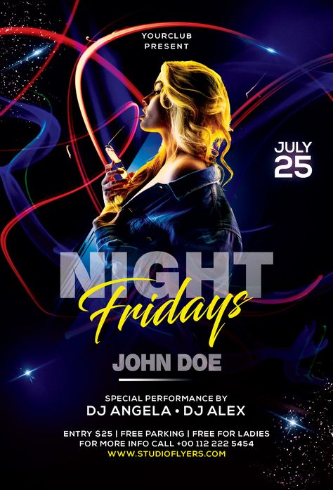 Download Club Dj Night PSD Flyer Template for free. This flyer is editable and suitable for any type of ladies night, birthday event, dj, music promotion and other.  #flyer #template #flyers Music Audition Poster Design, Music Promotion Poster, Dj Event Poster Design, Dj Flyer Design, Club Poster Design, Club Flyer Design, Party Design Poster, Dj Party Flyer, Dj Flyer