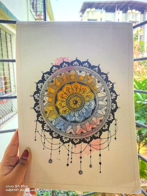 a colourful mind Mandala On Watercolour Background, Mandala Drawing Dream Catcher, Mandala Art With Colourful Background, Mandala Art Simple Colourful, Watercolour Mandala Art, Mandala On Canvas Acrylics, Mandala Drawing Colourful, Aesthetic Mandala Art, Diwali Mandala