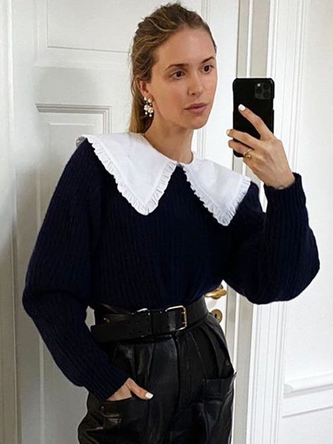 Collar Blouse Outfit, School Blouse, Collar Outfits, Women Work Blouse, Áo Crop Top, Blouse Work Designs, Blouse Outfit, Inspiration Mode, Fashion Girl