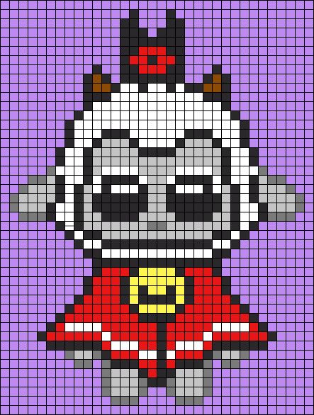 Cult Of The Lamb Perler Beads, Cult Of The Lamb Pixel Art, Cult Of The Lamb Crochet, Fnaf Cross Stitch, Big Pixel Art Grid, Hazbin Hotel Pixel Art Grid, Helluva Boss Perler Beads, Halloween Pixel Art Grid, Hazbin Hotel Perler Beads