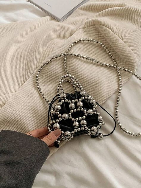 Pearl Simple & Elegant Trendy New Fashion School/Commute/Casual/Travel Light Weight Handbag & Crossbody Bag | SHEIN USA Beaded Bag Ideas, Pearl Bead Bag, Beads Bag, Hand Beaded Bag, Photography Bags, Fashion School, Pearl Bag, Beaded Bag, Embroidery Designs Fashion