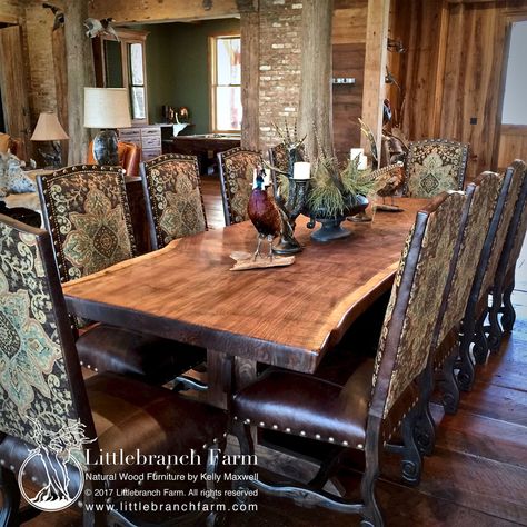 Rustic Dining Table Long Rustic Dining Table, Live Edge Dining Room, Wooden Coffee Table Designs, Long Dining Room Tables, Wood Slab Dining Table, Large Dining Room Table, Dining Table With Leaf, Dining Table Rustic, Live Edge Dining Table