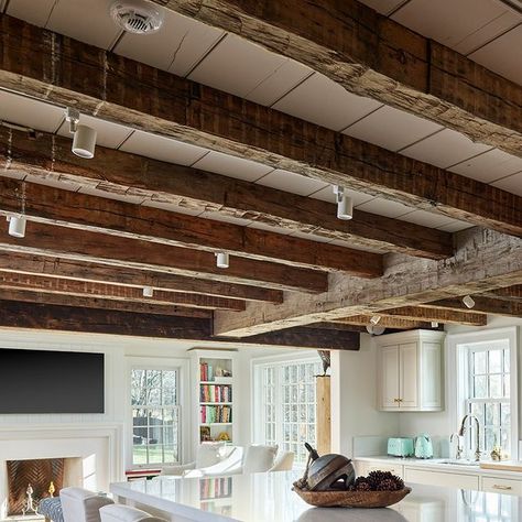 E.C.Trethewey Building Contractors on Instagram: "A newly finished project has finally graced the front of the camera! 😍 The exposed beams and simple light colors really create a cozy feel in this kitchen.  #teamtrethewey #ectbuilders #recentwork #malvern #historichome #renovation" Exposed Ceiling Joists Kitchen, Exposed Beam Lighting, Exposed Beam Kitchen, Exposed Beams In Kitchen, Southwestern Style Kitchen, Lofted Ceiling, Low Ceiling Kitchen, Beam In Kitchen, Exposed Ceiling Beams