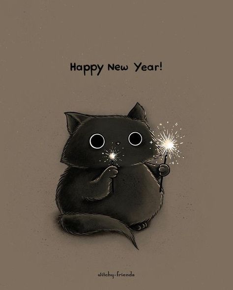 ⭐️Witchy Art by Sonja⭐️ on Instagram: "You’ve asked for a New Years cat, here it is 🐈‍⬛✨ Just one day left till a hopefully happy new year 🌟 #happynewyear #newyear #happy2023 #2023 #frohesneuesjahr #happynewyear2023 #cat #blackcat #blackcats #firework #catsofinstagram #witchycat #witchycats #witchy #witchyfriends #witchyvibes #witchythings #witchaesthetic #cutecats #schwarzekatze #katze #newyearseve #newyearparty #newyeargift" Witchy Happy New Year, New Year Cat Wallpaper, Witchy New Year Wallpaper, New Years Cute Wallpaper, Happy New Year Dark Aesthetic, Happy New Year Witches, Happy New Year Profile Pictures, Happy New Year Cat Illustration, Happy New Year 2024 Cat