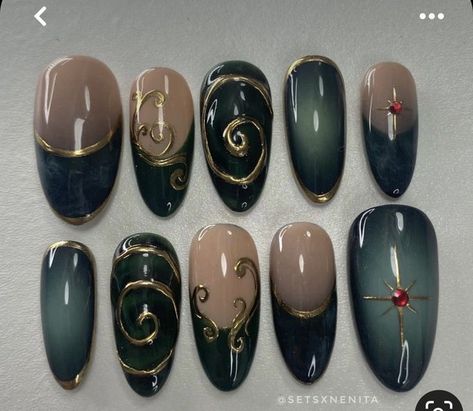 Witchy Nails, Hippie Nails, Goth Nails, Grunge Nails, Pretty Gel Nails, Really Cute Nails, Soft Nails, Prom Nails, Nail Art Ideas