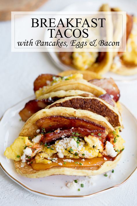 Breakfast Tacos Recipe, Pancakes Vegan, Pancakes And Bacon, Taco Pasta, Bacon Eggs, Taco Pizza, Savory Pancakes, Taco Dip, Bacon Breakfast