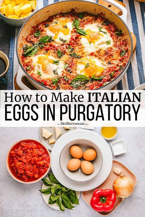 Eggs In Purgatory, Italian Eggs, Tomato Breakfast, The Mediterranean Dish, Italian Breakfast, Traditional Italian Dishes, Italian Recipes Traditional, Italian Dinner, Italian Recipes Authentic