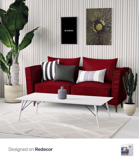 Red leather couch: living room color schemes with red couch. What looks best with red leather couch. Color Schemes With Red, Red Leather Couch Living Room, Grey And Red Living Room, Red Sofa Living, Red Sofa Living Room, Red Couch Living Room, Red Leather Couches, Summer Interior Design, Red Living Room Decor