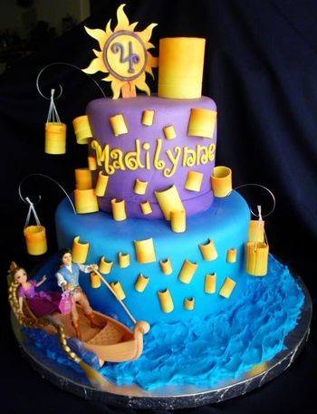 How Do I Make The Lanterns Sturdy On This Rapunzel Cake? Tangled Cake, Rapunzel Birthday Cake, Bolo Rapunzel, Rapunzel Cake, Tangled Birthday Party, Tangled Birthday, Character Cakes, Disney Cakes, Princess Cake