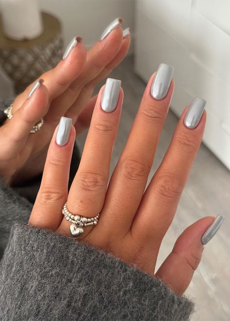 Chrome nails, Chrome Nail Art, Chrome short nails, Glazed Donut Nails, Metallic chrome nails, simple chrome nails, mirror chrome nails Stone Nails, Chrome Manicure, Grey Nail Designs, Chrome Nail Art, Chrome Nails Designs, November Nails, Nails Now, Gray Nails, Cat Eye Nails