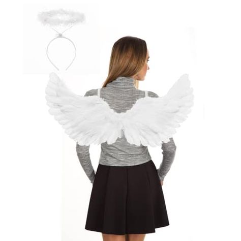 Angel Wings And Halo, Wings And Halo, Angel Wings Costume, Angel Halo, Feather Angel Wings, White Angel Wings, Costume For Kids, White Angel