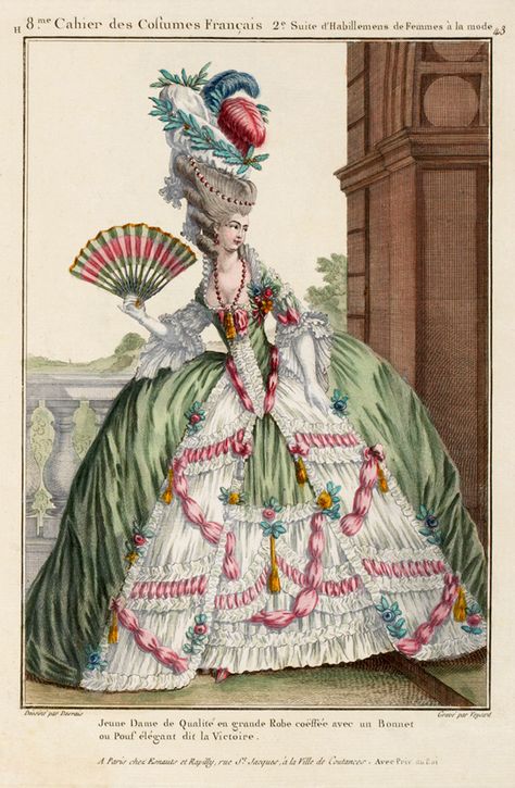 How the French Revolution Changed Fashion | Fascinatingly Fashionable 18th Century French Fashion, Rococo Fashion, Court Dresses, 18th Century Fashion, Old Fashion, Historical Costume, Historical Dresses, Fashion Plates, Marie Antoinette