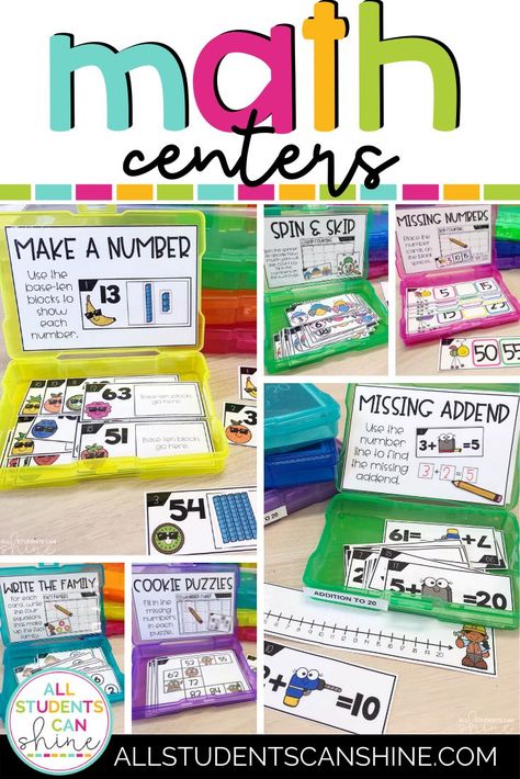 First Grade Math Lessons, 1st Grade Math Assessment Free, Centers Ideas For Second Grade, 2nd Grade Math Rotations, Centers For Elementary Classroom, Stations For First Grade, Math Centers Kindergarten Work Stations, 2nd Grade Stations Center Ideas, First Grade Stations Ideas