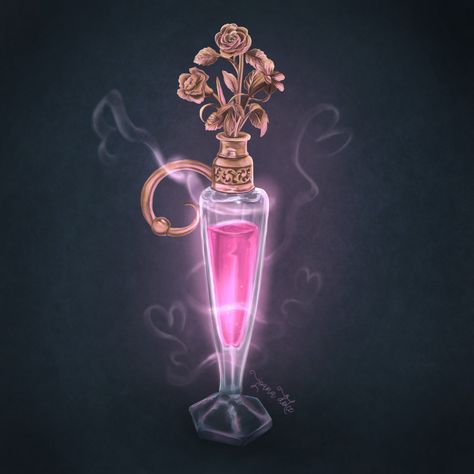 ArtStation - Love Potion, Joana Dolce Magic System, Magic Bottles, Fantasy Props, 다크 판타지, Love Potion, Potion Bottle, Prop Design, Arte Fantasy, Magic Art