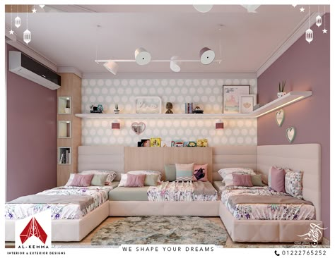 Two Day Beds In One Room, Bedroom Ideas For 3 Sisters Small Room, 3 Girls Room Shared Bedrooms, Three Girls Bedroom Ideas, Sisters Sharing Room Ideas, Triple Bedroom Ideas, 3 Kids In One Room, Small Bedroom Ideas For 2 Sisters, Modern Baby Room