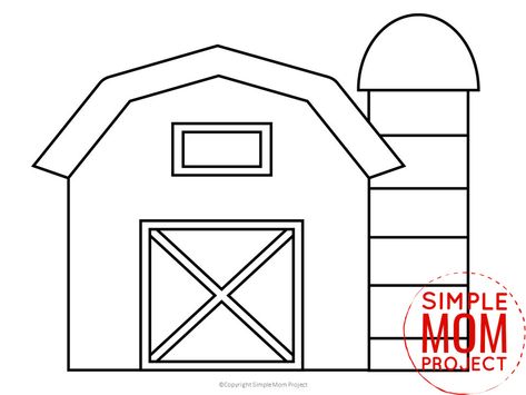 Are you looking for a printable cut out old macdonald barn house template for your preschool class for a simple coloring outline and easy farm craft? This black and white barn template can be a quiet and cute way for your kids to have fun. Color it a red barn, pink or have your kids design the big barn drawing however they wish! Click and download the free printable barn template today! House Template Printable For Kids, Simple Mom Project, Barn Drawing, Barn Crafts, Dog Template, Farm Themed Party, Farm Animal Crafts, Farm Craft, Farm Unit