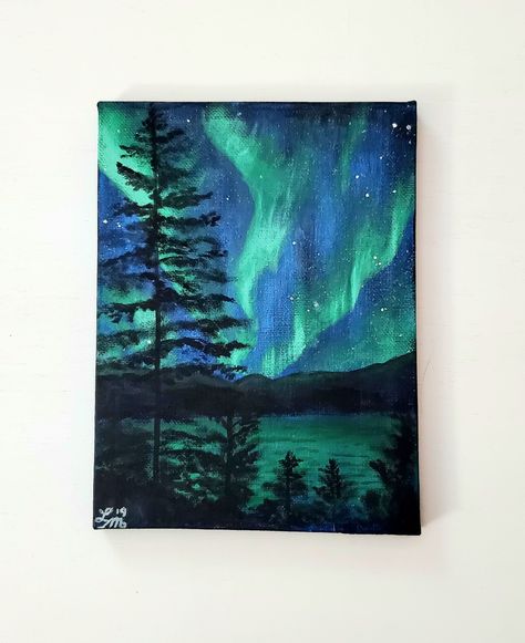 Aroura Borealis Painting, Acrylic Painting Aurora, Aurora Canvas Painting, Aurora Painting Acrylic, What To Paint On A Canvas, Aurora Borealis Painting Acrylics, Abstrak Painting, Northern Lights Painting Acrylic, Aurora Painting