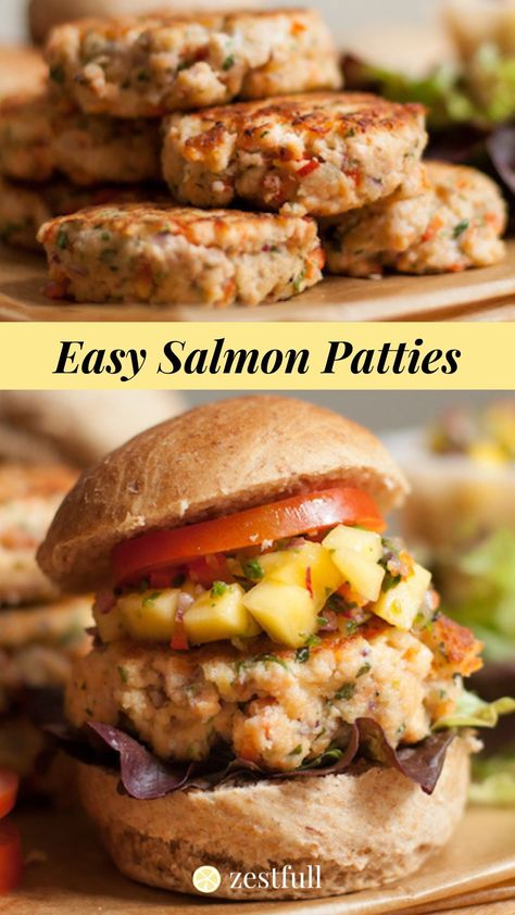 This easy salmon patties are perfect for your weeknight dinner with any gluten-free side dish or or on a bun for a delicious salmon burger. Easy Salmon Patties, Baked Salmon Patties, Peanut Free Desserts, Salmon Burger, On A Bun, Frozen Salmon, Gluten Free Sides Dishes, Nut Free Recipes, Easy Salmon