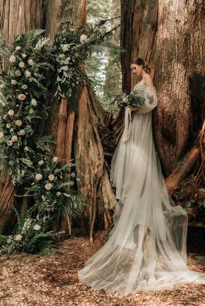 Magical & Whimsical Tofino Forest Elopement Shoot — Wickininnish Inn Enchanted Forest Wedding Dress, Ethereal Wedding Theme, Forest Wedding Dress, Lotr Wedding, Twilight Wedding, Ethereal Wedding Dress, Forest Elopement, Forest Theme Wedding, Fairy Wedding Dress